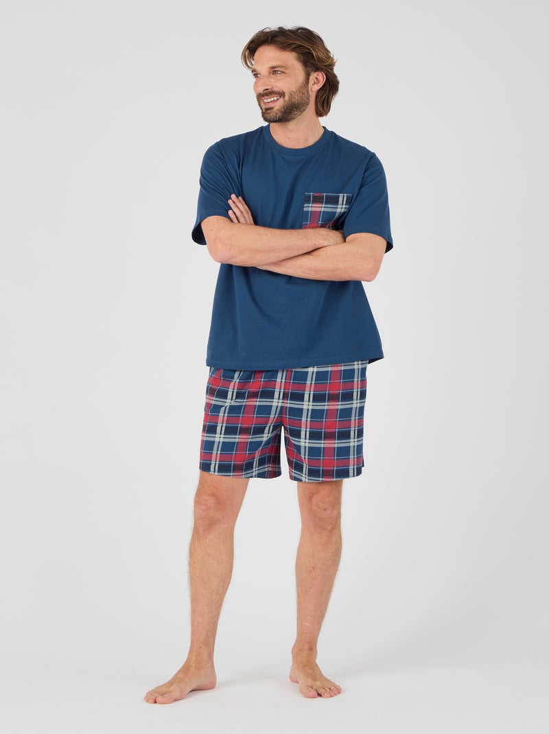 Pyjashort maille jersey pur coton - Damart Bleu foncé - Kiabi