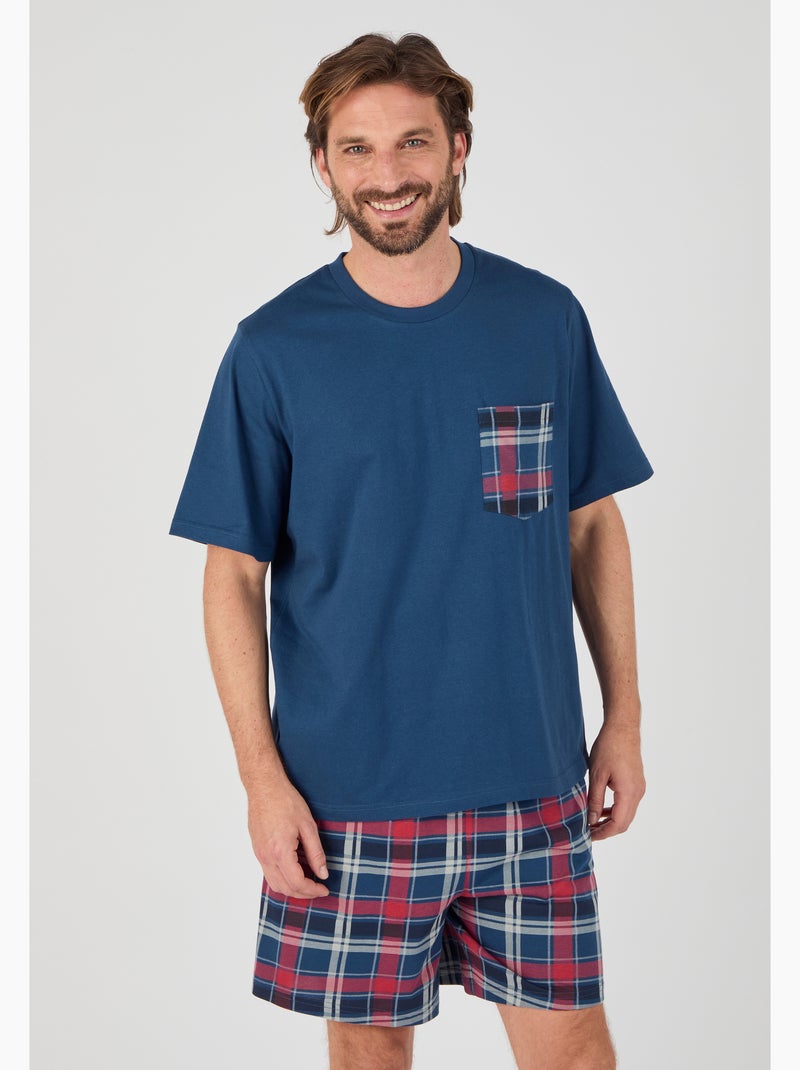 Pyjashort maille jersey pur coton peigné - Damart Bleu marine - Kiabi