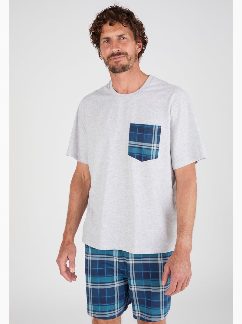 Pyjashort maille jersey pur coton peigné - Damart Gris chiné - Kiabi