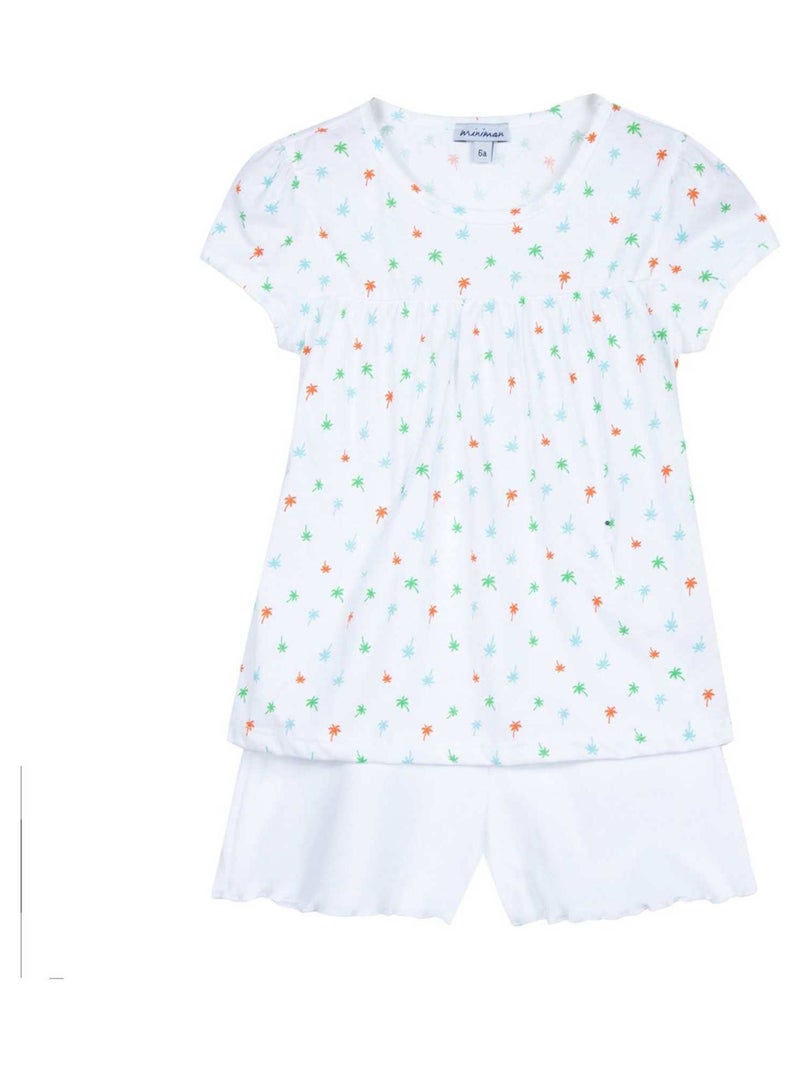 Pyjashort Oeko-tex Haut  Imprimé Bas Uni 'miniman' Blanc - Kiabi
