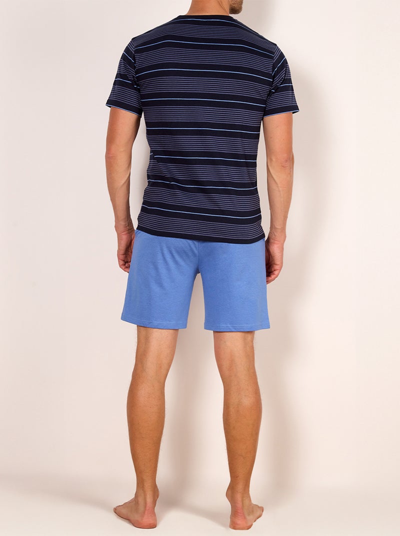 Pyjashort   PAISLEY rayé marine - HECHTER Bleu foncé - Kiabi