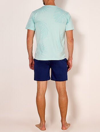 Pyjashort PASTEL imprimé vert/marine - HECHTER