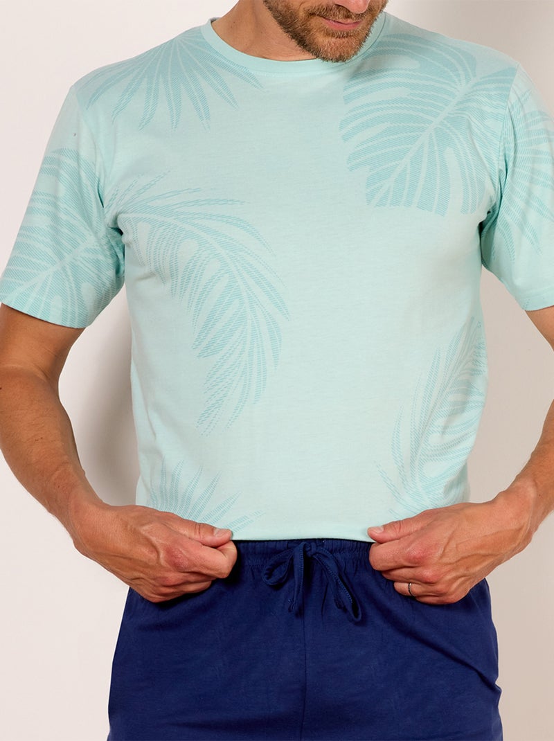 Pyjashort   PASTEL imprimé vert/marine - HECHTER Bleu foncé - Kiabi