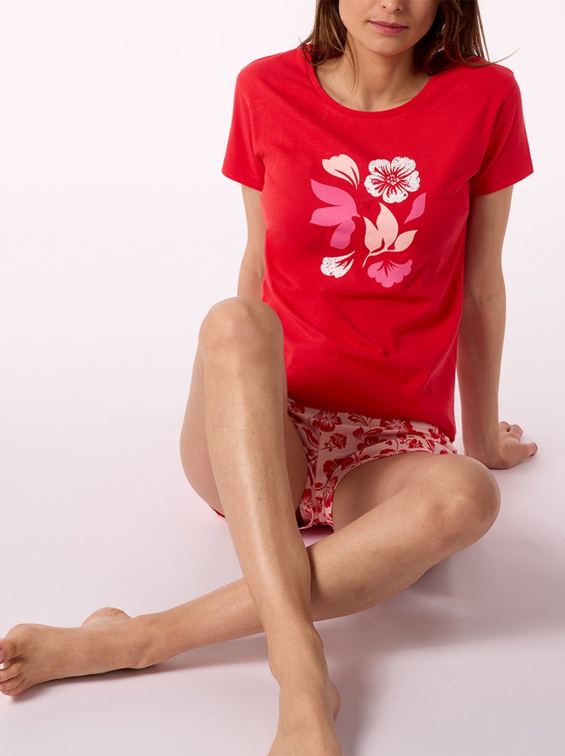 Pyjashort   PUNCHY rouge - MELISSA BROWN Rouge - Kiabi