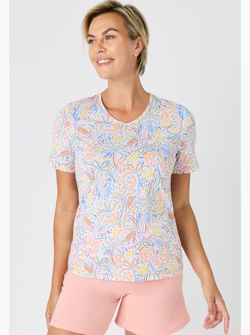 Pyjashort pur coton peigné - Damart Rose - Kiabi