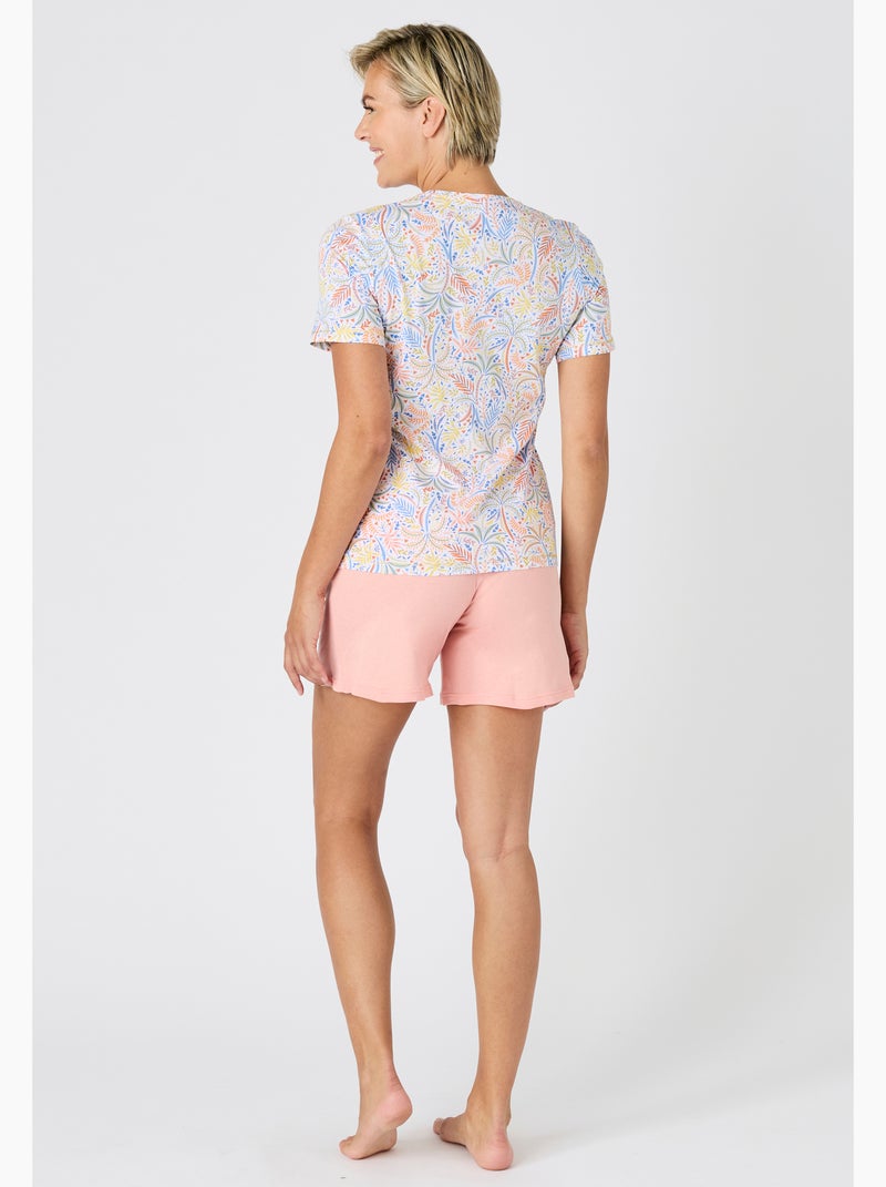 Pyjashort pur coton peigné - Damart Rose - Kiabi