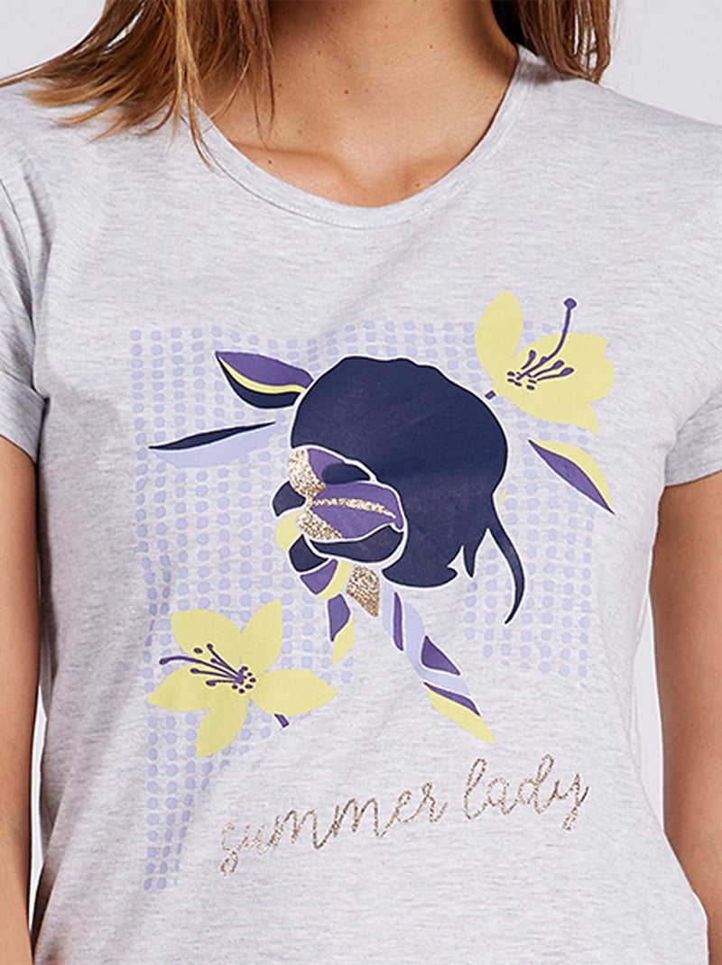 Pyjashort   SUMMER LADY gris chiné - MELISSA BROWN Gris clair - Kiabi