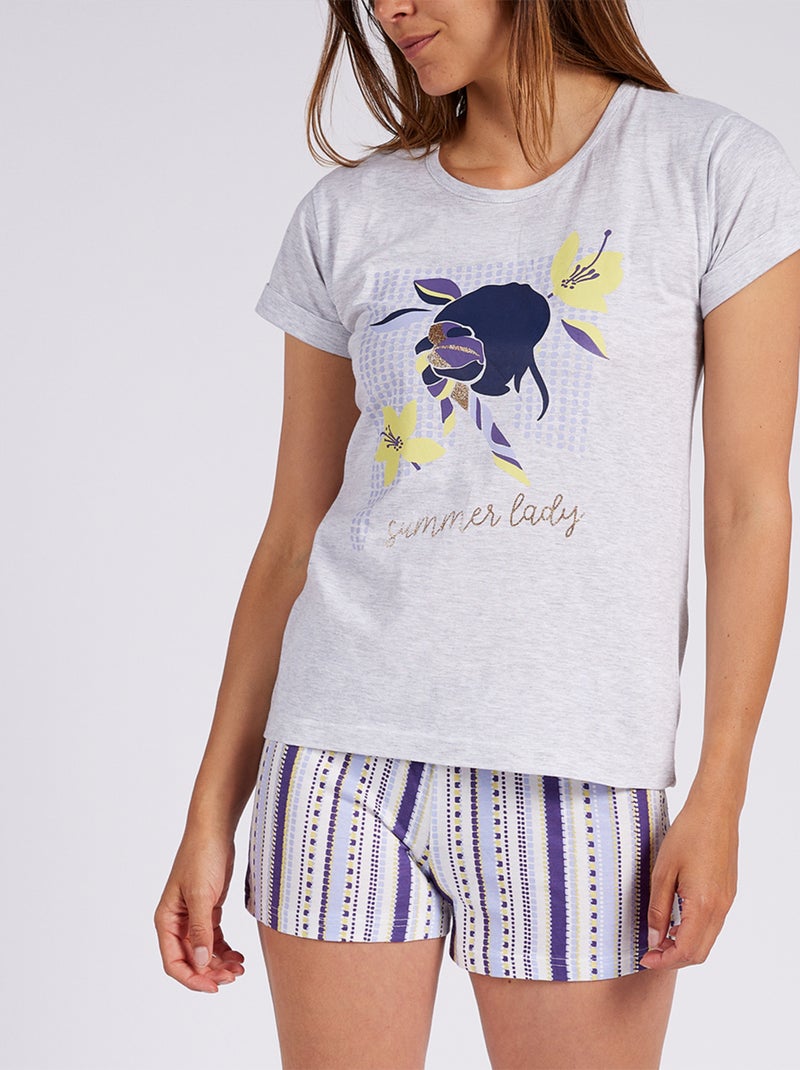 Pyjashort   SUMMER LADY gris chiné - MELISSA BROWN Gris clair - Kiabi