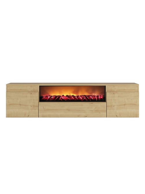 PYRO - Meuble télévision avec cheminée LED 180cm aspect bois - Kiabi PYRO - Meuble télévision avec cheminée LED 180cm aspect bois - Kiabi