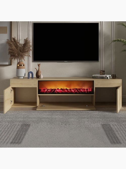 PYRO - Meuble télévision avec cheminée LED 180cm aspect bois - Kiabi PYRO - Meuble télévision avec cheminée LED 180cm aspect bois - Kiabi