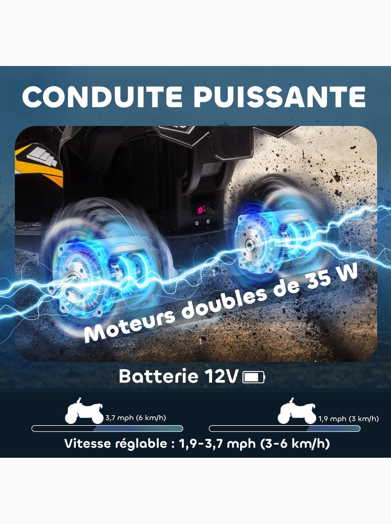 Quad buggy électrique enfant 12 v 3 km/h Jaune - Kiabi
