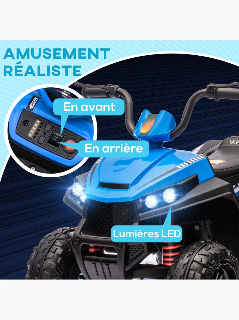 Quad électrique enfant 2 moteurs 12v 5 km/h max. Nombreux effets Bleu Bleu - Kiabi