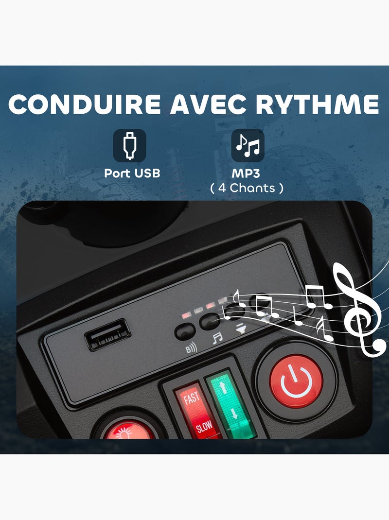 Quad électrique enfant 24V max. 6,5Km/h port USB, MP3 effets lumineux noir Noir - Kiabi