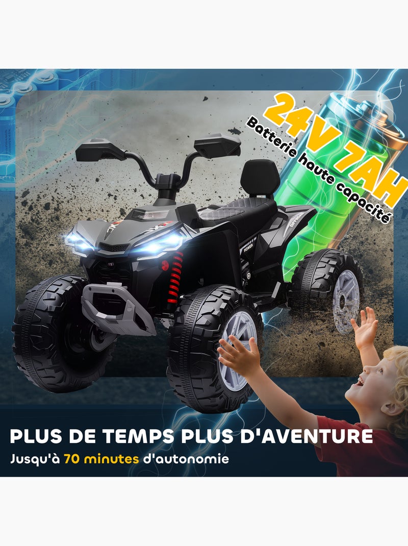 Quad électrique enfant 24V max. 6,5Km/h port USB, MP3 effets lumineux noir Noir - Kiabi