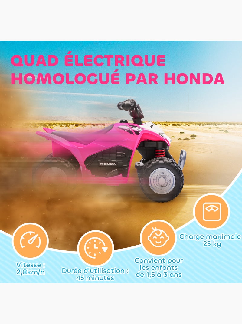 Quad électrique enfant 6v 30w honda trx 250x Rose - Kiabi