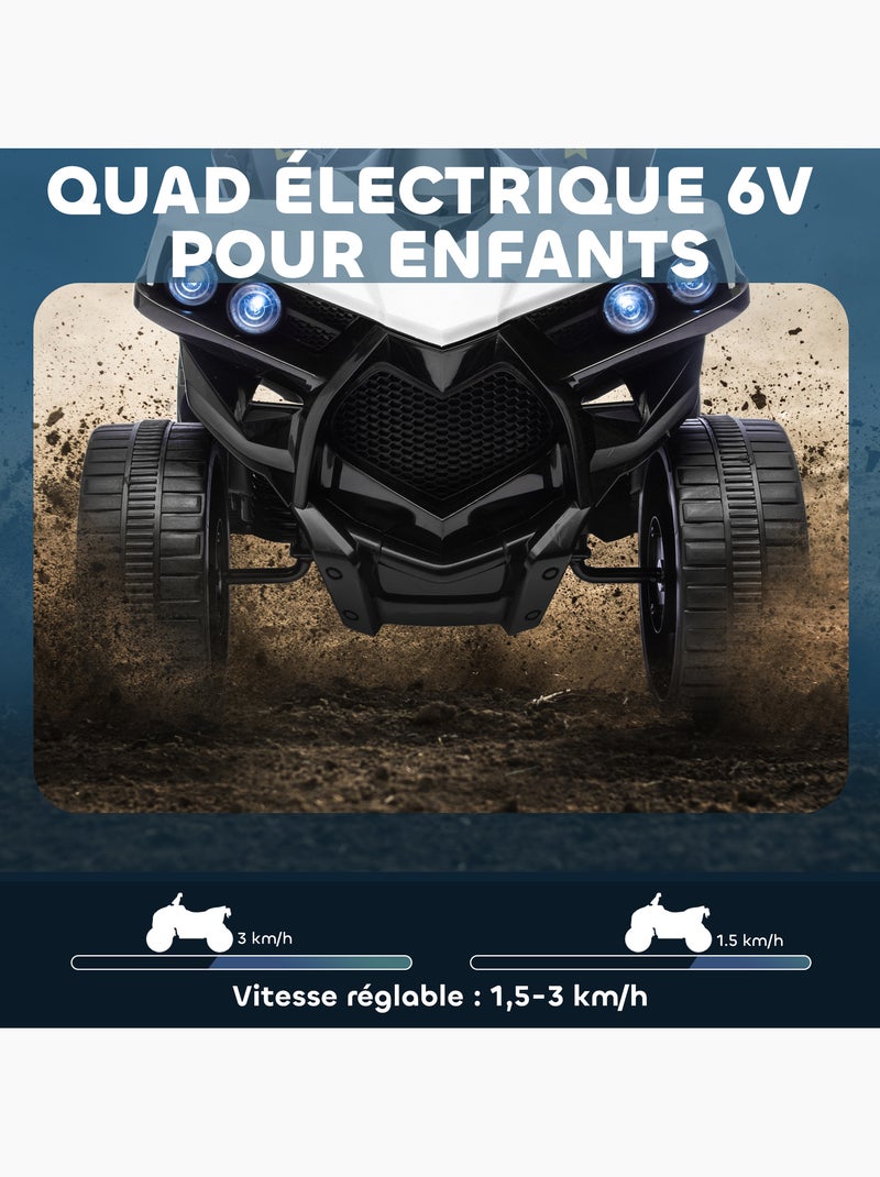 Quad électrique enfant 6v 3km/h phares led effet sonore Blanc Blanc - Kiabi