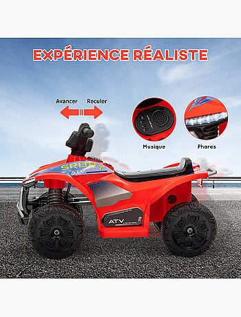 Quad électrique enfant 6v max. 2,5km/h phare effet sonore rouge