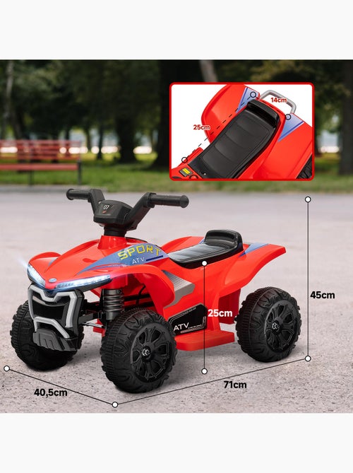 Quad électrique enfant 6v max. 2,5km/h phare effet sonore rouge - Kiabi