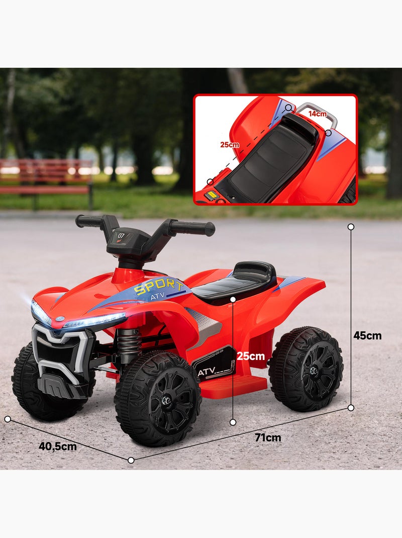Quad électrique enfant 6v max. 2,5km/h phare effet sonore rouge Rouge - Kiabi