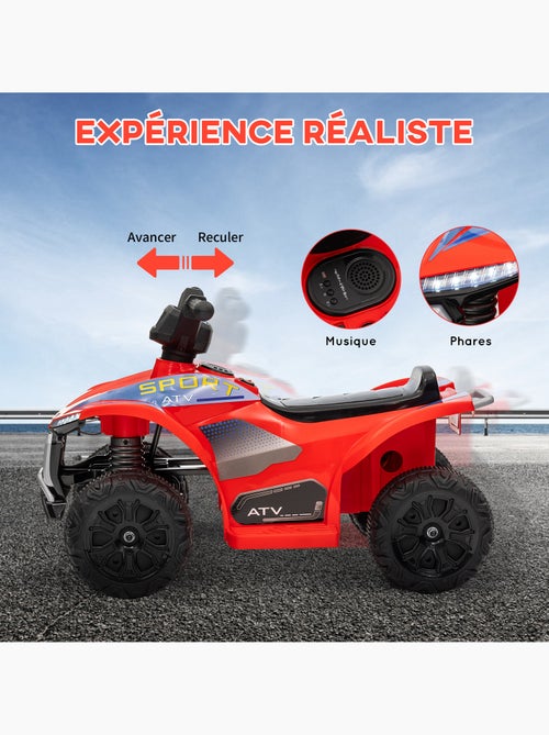 Quad électrique enfant 6v max. 2,5km/h phare effet sonore rouge - Kiabi