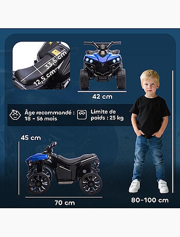 Quad électrique enfant 6v musique et phares bleu