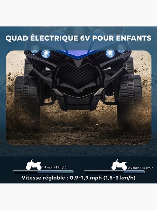 Quad électrique enfant 6v musique et phares bleu - Kiabi