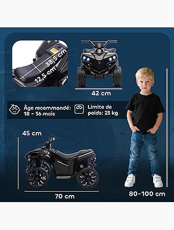 Quad électrique enfant 6v musique et phares métal et pp noir