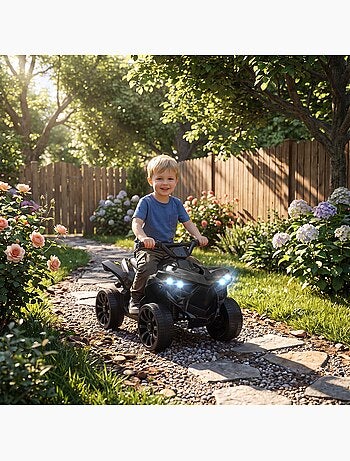 Quad électrique enfant 6v musique et phares métal et pp noir