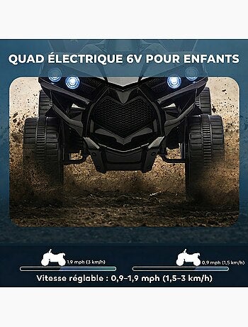 Quad électrique enfant 6v musique et phares métal et pp noir