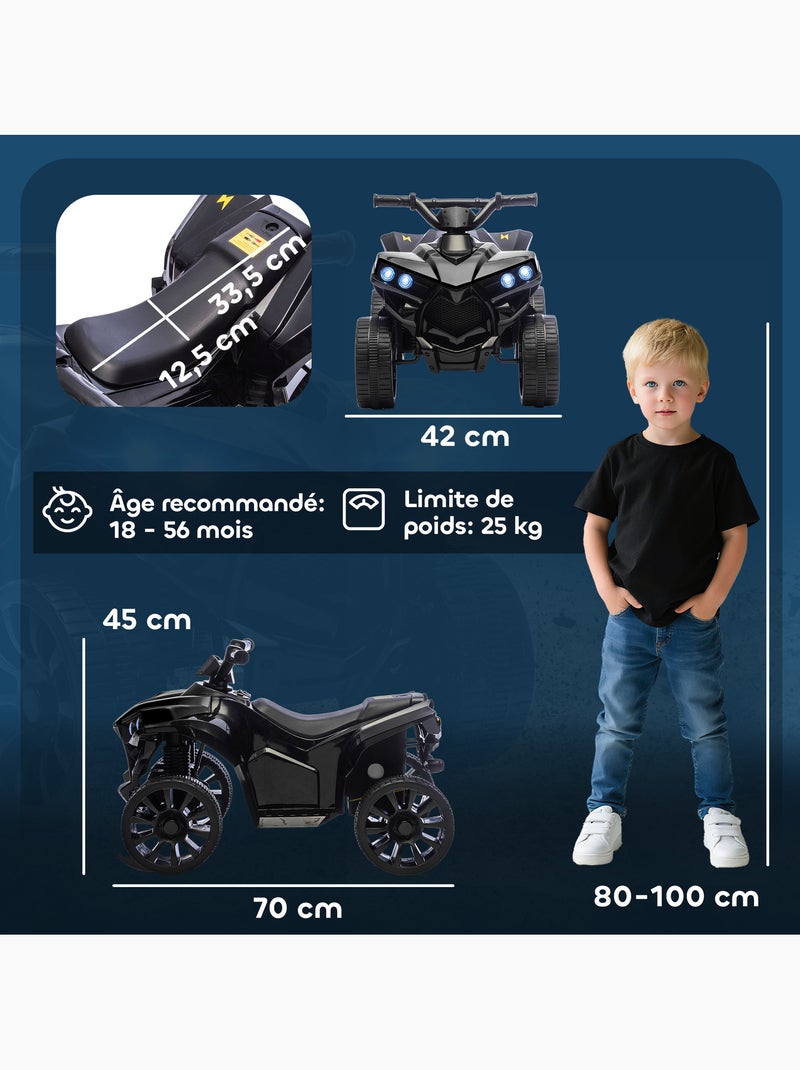 Quad électrique enfant 6v musique et phares métal et pp noir Noir - Kiabi