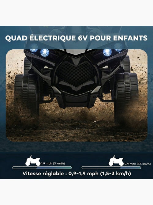 Quad électrique enfant 6v musique et phares métal et pp noir - Kiabi