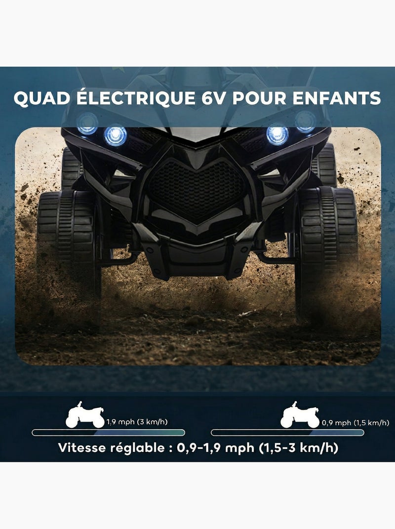Quad électrique enfant 6v musique et phares métal et pp noir Noir - Kiabi