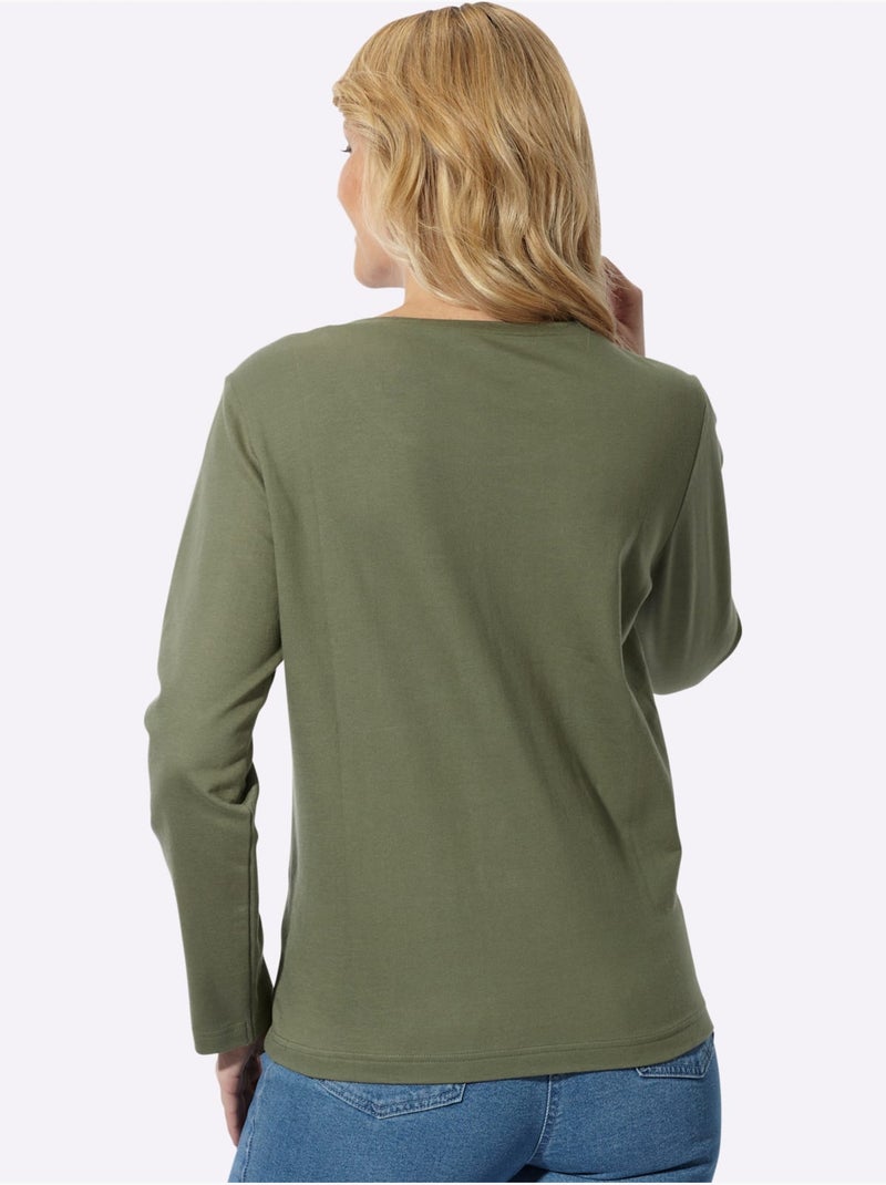 Qualité sweatshirt agréable - taille standard - moda vilona Kaki - Kiabi