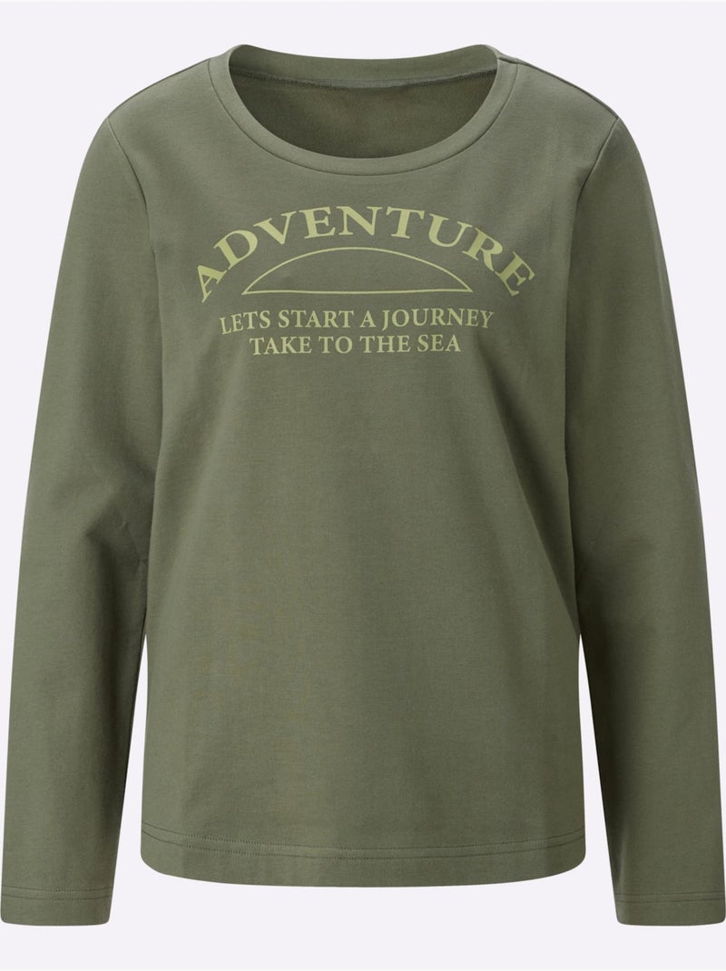 Qualité sweatshirt agréable - taille standard - moda vilona Kaki - Kiabi
