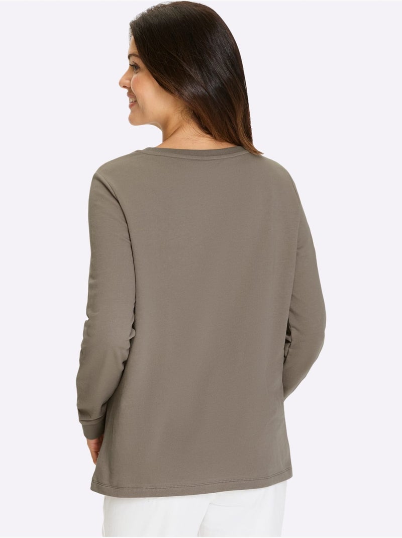 Qualité Sweatshirt Agréable - Taille Standard - Moda Vilona Taupe - Kiabi