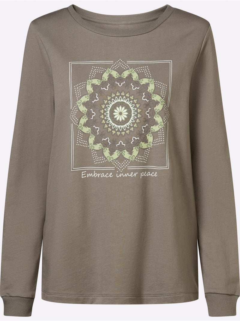 Qualité Sweatshirt Agréable - Taille Standard - Moda Vilona Taupe - Kiabi