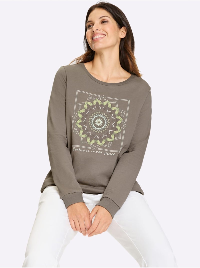 Qualité Sweatshirt Agréable - Taille Standard - Moda Vilona Taupe - Kiabi