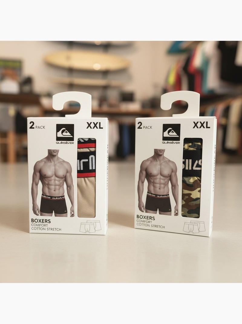 Quiksilver licence officielle boxers homme pack de 4 coffret cadeau Gris Kaki Noir - Kiabi