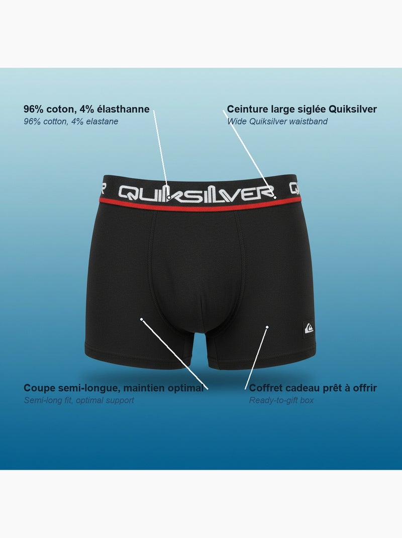Quiksilver licence officielle boxers homme pack de 4 coffret cadeau Gris Kaki Noir - Kiabi