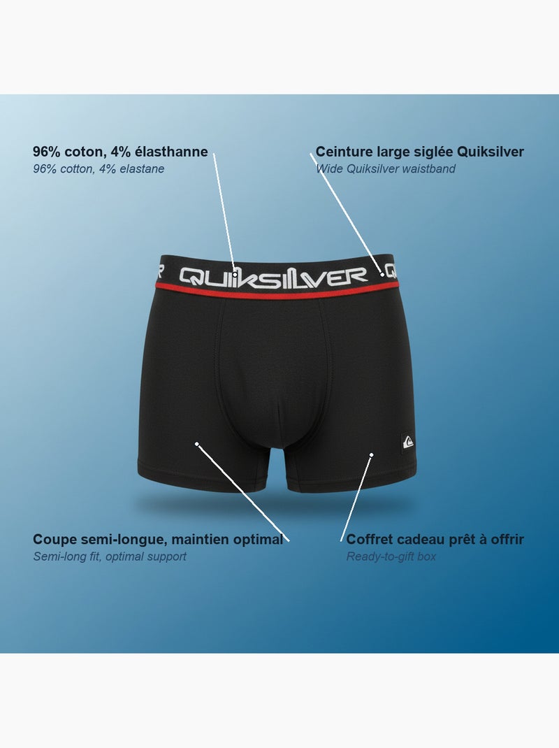 Quiksilver licence officielle boxers homme pack de 4 coffret cadeau Gris Noir - Kiabi