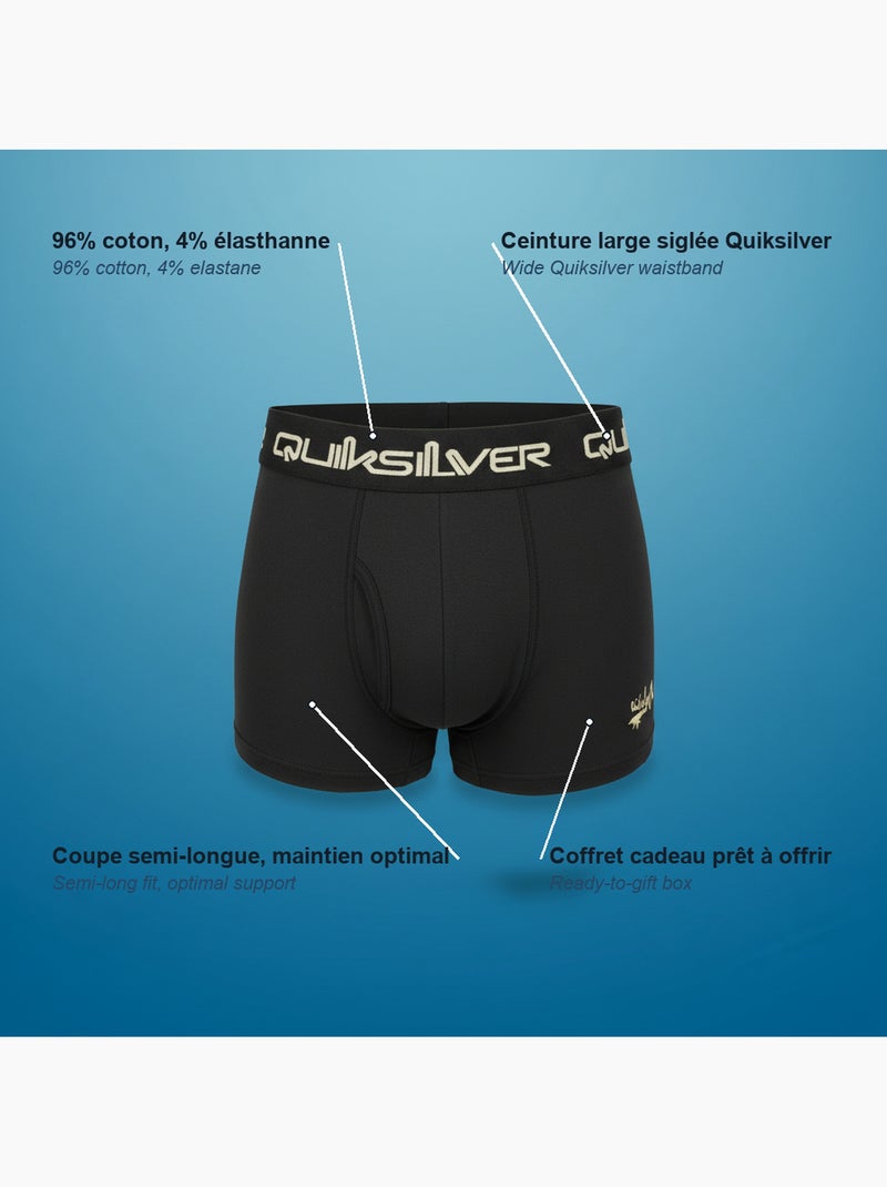 Quiksilver licence officielle boxers homme pack de 4 coffret cadeau Noir Kaki - Kiabi