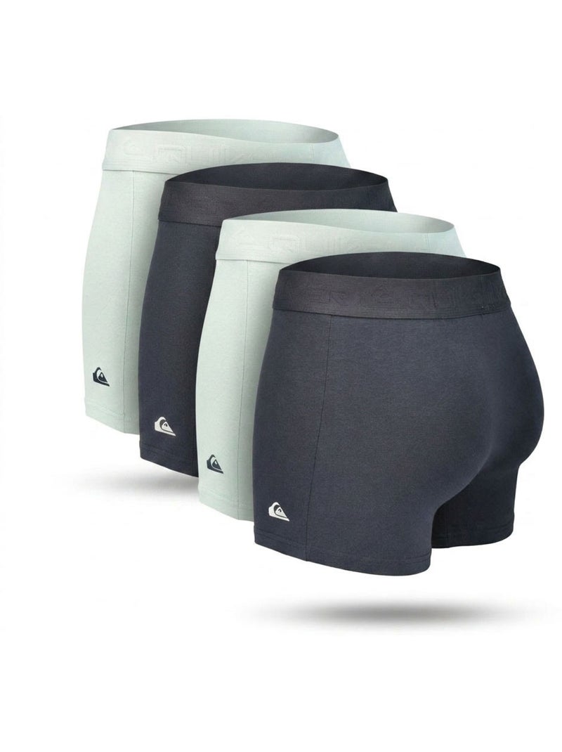 Quiksilver – Pack 4 Boxers Homme Confort Coton Stretch Noir Bleu ciel - Kiabi