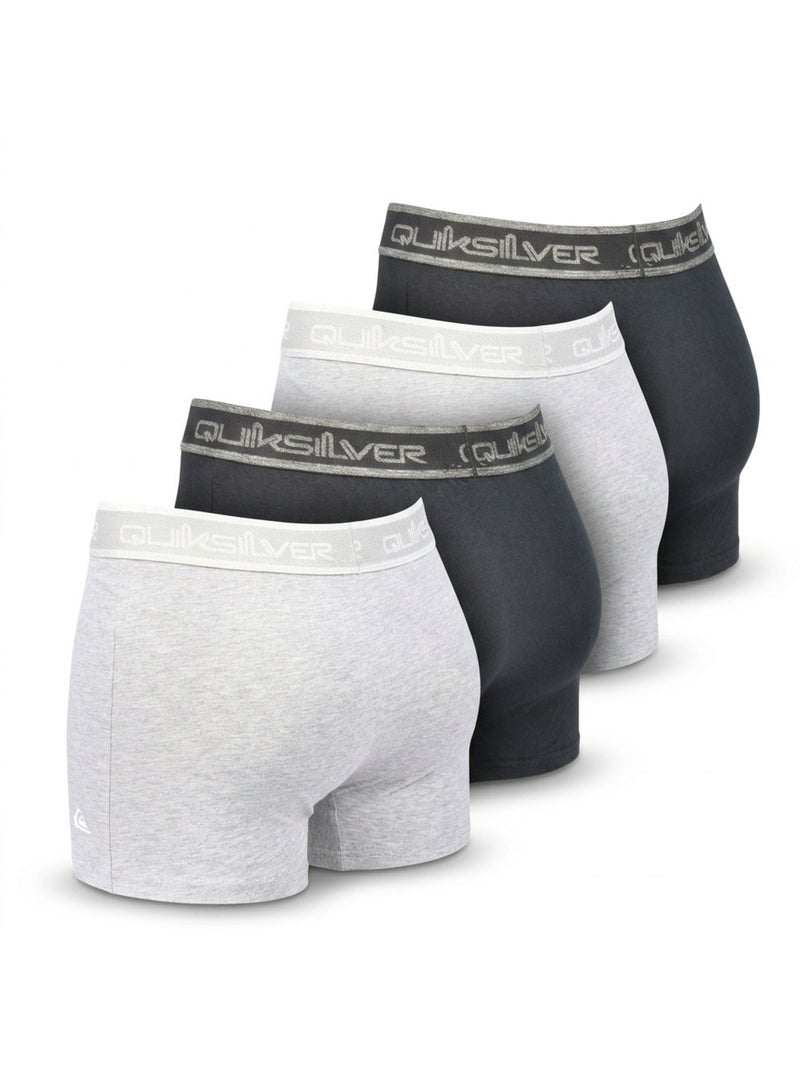 Quiksilver – Pack 4 Boxers Homme Confort Coton Stretch Noir Gris - Kiabi
