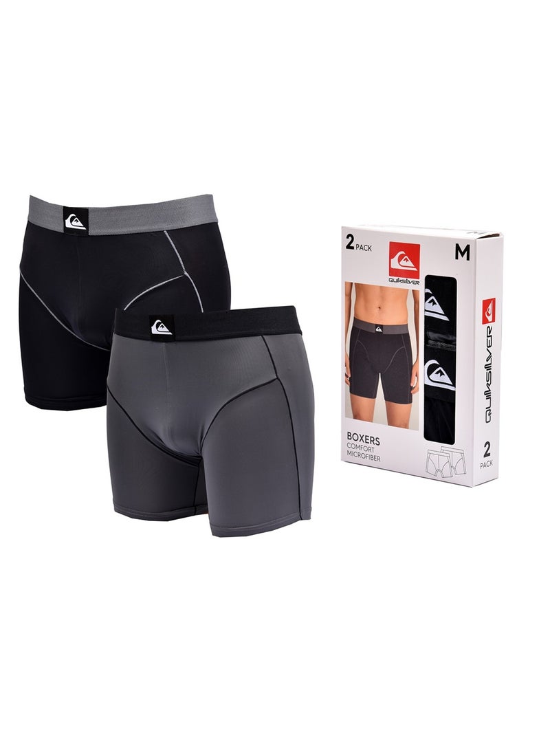 Quiksilver Pack de 2 Boxers Homme Microfibre Sport Noir Gris - Kiabi
