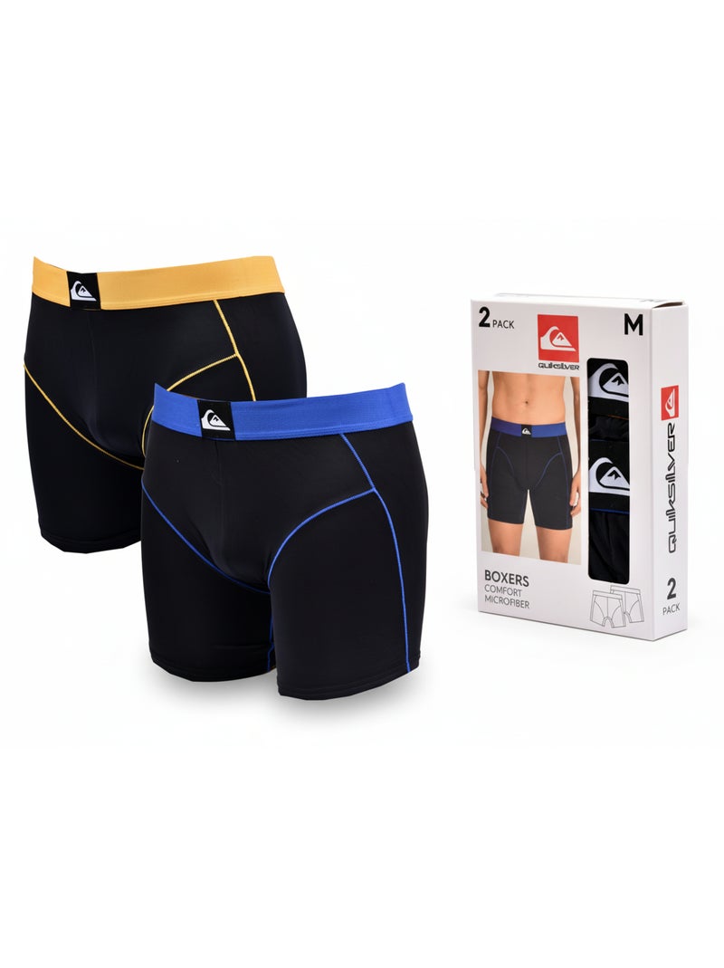 Quiksilver Pack de 2 Boxers Homme Microfibre Sport Noir Noir - Kiabi