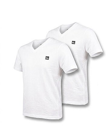 Quiksilver Pack de 2 T Shirts Homme 100% Coton Col Rond ou Col V