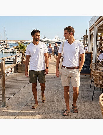 Quiksilver Pack de 2 T Shirts Homme 100% Coton Col Rond ou Col V