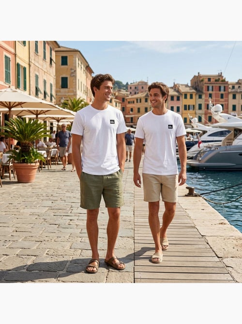 Quiksilver Pack de 2 T Shirts Homme 100% Coton Col Rond ou Col V - Kiabi