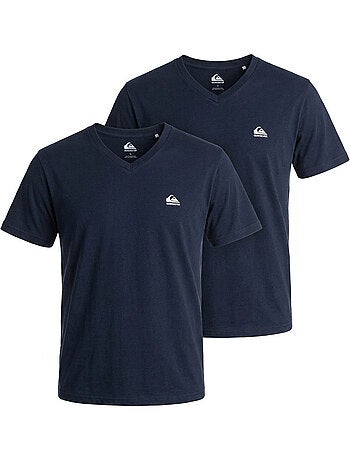 Quiksilver Pack de 2 T Shirts Homme 100% Coton Col Rond ou Col V