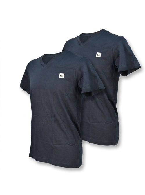 Quiksilver Pack de 2 T Shirts Homme 100% Coton Col Rond ou Col V - Kiabi